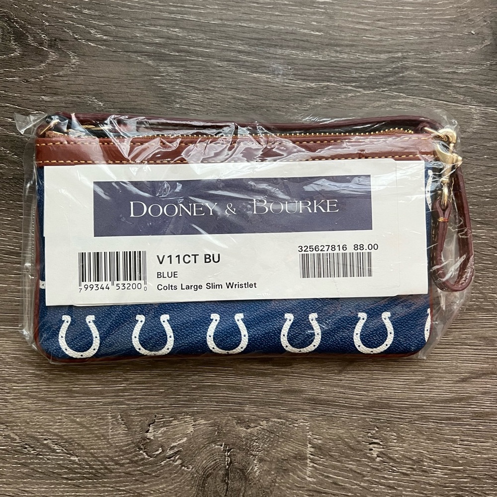 Dooney & Bourke Blue Colts Large Slim Wristlet